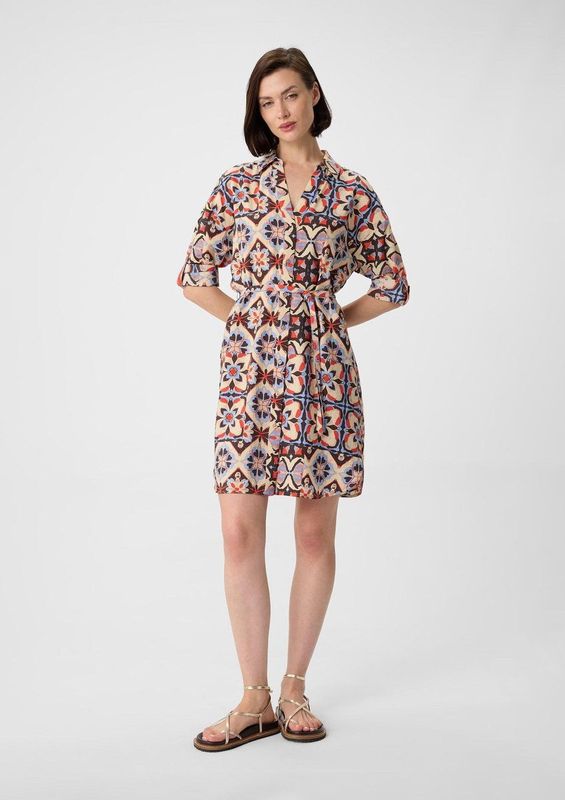 comma - Korte Overhemdjurk - Met All-over Print - Blousejurken