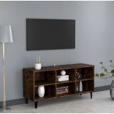 The Living Store TV-meubel - 103.5 x 30 x 50 cm - gerookt eiken - met 4 metalen poten