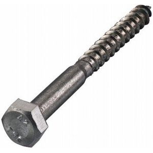 Houtdraadbout. M6 x 30mm. lang. RVS-A2. 10 stuks Houtfret. Ifix.