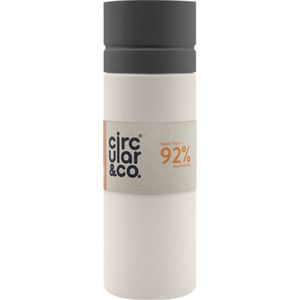 Circular&Co. herbruikbare to go waterfles 21oz/600ml crème/grijs