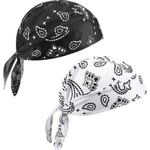 2 stuks sporttulbandhoeden | ademend en zweetabsorberend | anti-uv en modieus | wit en zwart | maat S-M .