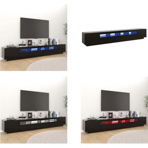 vidaXL Tv-meubel met LED-verlichting 260x35x40 cm zwart - Tv-kast - Tv-kasten - Televisiekast - Televisiekasten