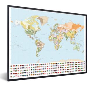 Fotolijst incl. Poster - Wereldkaart - Vlag - Oranje - Groen - 40x30 cm - Posterlijst