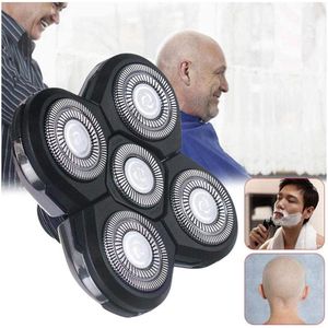 5-kops scheerkop, vervangende scheerkop voor scheerapparaat, eenvoudig te installeren elektrische scheerkop, 4D roterende snijkop met dubbele ring, universeel voor 5-kops scheerapparaat（zwirt）