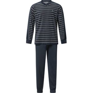 Gentlemen - Badstof Heren Pyjama - Donkerblauw - V-hals