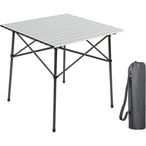 Opvouwbare campingtafel van aluminium, vierkante tafel, roll-up top, 4 personen, compacte tuintafel met draagtas