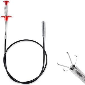 PolkaHome Flexibele Afvoerontstopper, 90 CM Sterke Gootsteenontstopper met 4 Klauwen voor Badkamer, Keuken en Toilet - Zwart