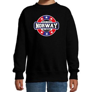 Have fear Norway is here sweater met sterren embleem in de kleuren van de Noorse vlag - zwart - kids - Noorwegen supporter / Noors elftal fan trui / EK / WK / kleding 122/128