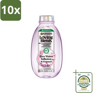 10 x Garnier - Loving Blends - Shampoo - Rice Water Infusion - Glans & Zachtheid - Lang Haar - 300 ml - Grootverpakking - Rice Water Shampoo - Glans Haar - Zachtheid Haar - Lang Haar Verzorging - Haarhydratatie