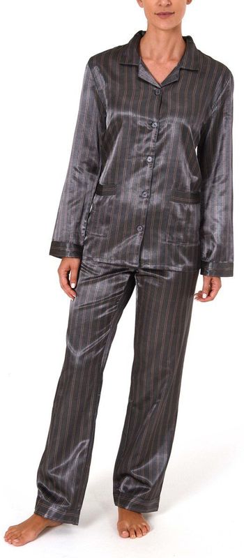 Dames pyjama satijn Normann grijs