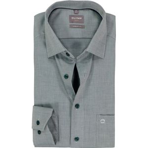 OLYMP Luxor comfort fit overhemd - structuur - donkergroen - Strijkvrij - Boordmaat: 42