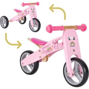 Bikestar mini loopfiets 2 in 1, hout, 7 inch, roze