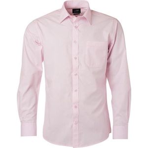 James and Nicholson Heren Longsleeve Poplin Shirt (Lichtroze)