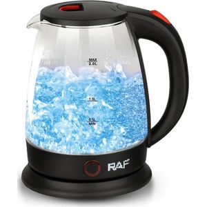 Raf Waterkoker - Heetwaterdispenser - Waterkoker Retro - Warmhoudfunctie - 2 Liter - Glas - Elektrisch - 1500 Watt - Zwart/Glas