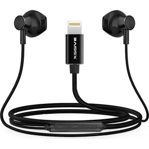 Oortjes met draad geschikt voor iPhone 14 Pro Max en ouder - Ingebouwde Bediening - Oordopjes met microfoon - Zwart