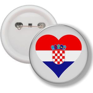 Button Met Speld - Hart Vlag Kroatië