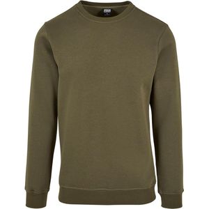 Urban Classics - Basic Terry Crewneck sweater/trui - M - Olijfgroen