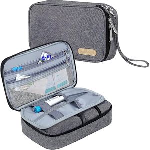 Diabetici-tas voor onderweg, Simboom-tas voor bloedsuikermeters en diabetici-accessoires, grijs