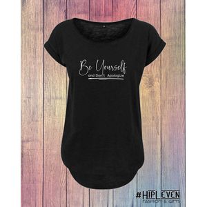 Shirt met lange rug ""Be Yourself"" Zwart / 4XL (50-52)