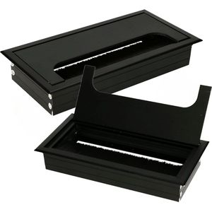 Set van 2 aluminium kabeldoorvoer - zwart - kabeldoos - hoekig - geanodiseerd - kabeldoorvoer 160 x 80 mm