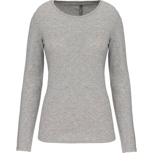 Kariban Dames-t-shirt ronde hals lange mouwen K3017 - Light grey heather - S
