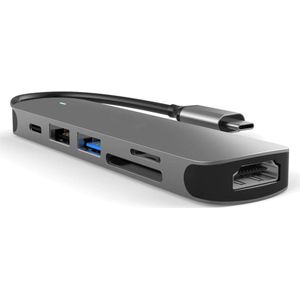 USB-C-adapterhub – 6-in-1 USB-C naar HDMI 4K, USB-A 3.0, USB-A 2.0 en SD/TF-kaartlezer - USB-dockingstation – Compatibel met datacenters Geschikt voor MacBook, iPad Air/Pro, Dell, HP, Samsung en meer.