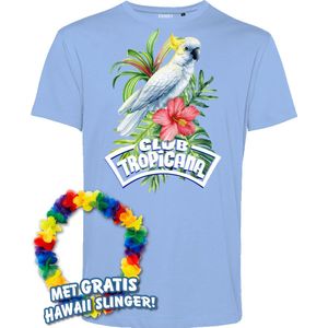 T-shirt Kaketoe Tropical | Toppers in Concert 2024 | Club Tropicana | Hawaii Shirt | Ibiza Kleding | Lichtblauw | maat XXL