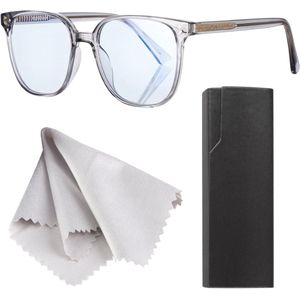 Blauw Licht Bril HighScope – Donker Transparant Zilver/Zwart – Blauwlichtbril Zonder Sterkte – Blue Light Blocking Glasses – Gaming Bril / Computerbril / Beeldschermbril – Slaapbril voor Nacht & Overdag – Unisex Design