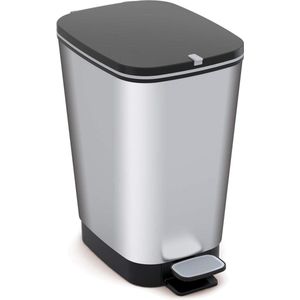 Afvalcontainer kunststof zilver metallic 25 liter - Curver