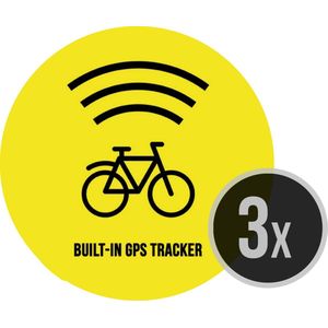 Fiets sticker | ""Built-in GPS tracker"" | ⌀ 4,5 cm | 3 stuks | Anti-diefstal | Dieven ontmoedigen | Ronde stickers | Opvallend | Geel | Weerbestendig | Velo | Beveiliging | Fietsen