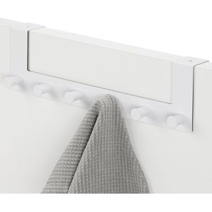 Navaris kapstok deurhanger 6 haken - Kledinghanger of handdoekhaken voor aan de deur - Voor deuren tot 4 cm - Wit