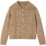 Vestje - Mokka - Fantasie Breisel - Voor Meisjes - Lange Mouwen - Knoopsluiting