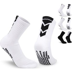 Antislip Middenkuit Gripsokken - 3 Paar Voetbalsokken voor Heren en Tieners in Zwart en Wit