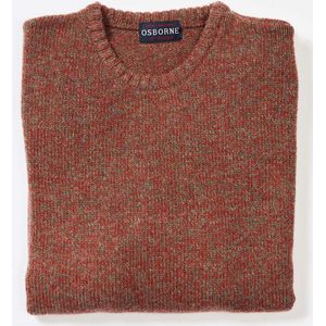 Osborne Knitwear Trui met vervilte ronde hals - Lamswol - Landscape/Ember - 2XL