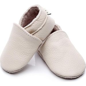 Supercute Leren baby sloffen - Ecru - 0 - 6 maanden - Leer - Babyschoenen - Jongen - Meisje - Kraamkado - Babyshower