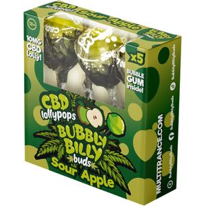 3 x Bubbly Billy Buds CBD Lollies Sour Apple (box of 5 lollies)