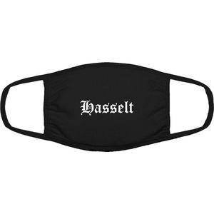 Hasselt mondkapje | gezichtsmasker | bescherming | bedrukt | logo | Zwart mondmasker van katoen, uitwasbaar & herbruikbaar. Geschikt voor OV