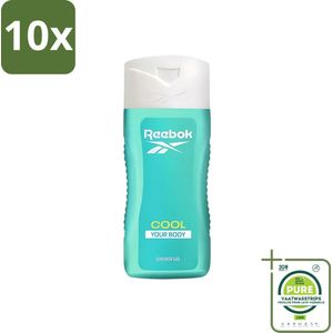 10 x Reebok - Cool Your Body - Douchegel - 400 ml - Grootverpakking - Douchegel - Verkoelende Douche - Menthol Douchegel - Aloe Vera Douchegel - Verfrissende Douche