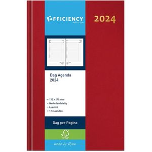 Ryam Efficiency Bureau Agenda 2024 - 1 Dag Per Pagina ROOD (13.5cm x 21cm)