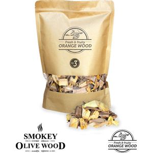Smokey Olive Wood - Houtsnippers - 1,7L - Sinaasappelhout - Chips ø 2cm-3 cm
