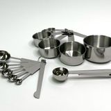 MGM Trading - Maatbekers-en lepel set - Roestvrijstalen maatbekers en maatlepels met meetliniaal en schep met clip - 12 stuks - Voor droge en vloeibare ingrediënten