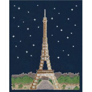 DMC Kruissteekset ""Paris by night"" licht op in het donker, telpatroon, 20x25cm