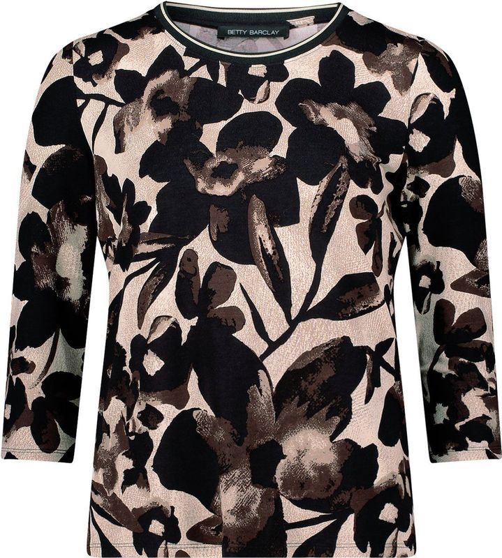 Betty Barclay - T-Shirt - 252-25991482 - Zwart en Beige - Bloemendessin