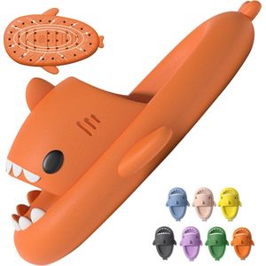 Geweo EK 2024 Oranje Shark Slides - Haai Slippers - Badslippers - Pantoffels Heren Dames - Douchepantoffels - Haaienpantoffels - Zomer Antislip Platform Kussen Glijbanen Slippers - Oranje - Maat 3940