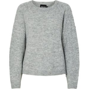 Pieces Trui Pcpam Ls O-neck Oversize Pearl Knit 17160797 Medium Grey/mel/peral Dames Maat - M