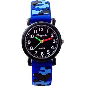 Army Kinderhorloge 3D - Blauw | Camouflage/Leger | Kunststof/Siliconen