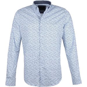 Vanguard - Print Overhemd Bloemen Blauw - L - Heren - Modern-fit