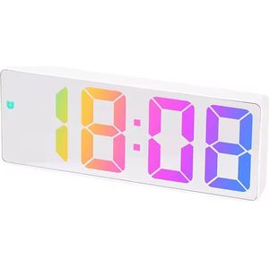 FlexJuf - Digitale klok wit met regenboog cijfers (16 cm) leren klokkijken