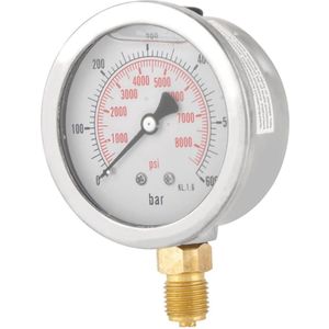 Wijzerplaat Manometer Hydraulik 400 Bar - Meetinstrument 600 Bar Hydraulische Watermanometer Meter
