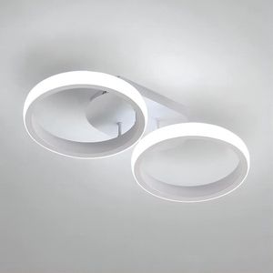 Goeco Plafondlamp - 34.5cm - Medium - 22W - LED - Ronde - 2 Ringen - 1650LM - 6000K - Koel Wit